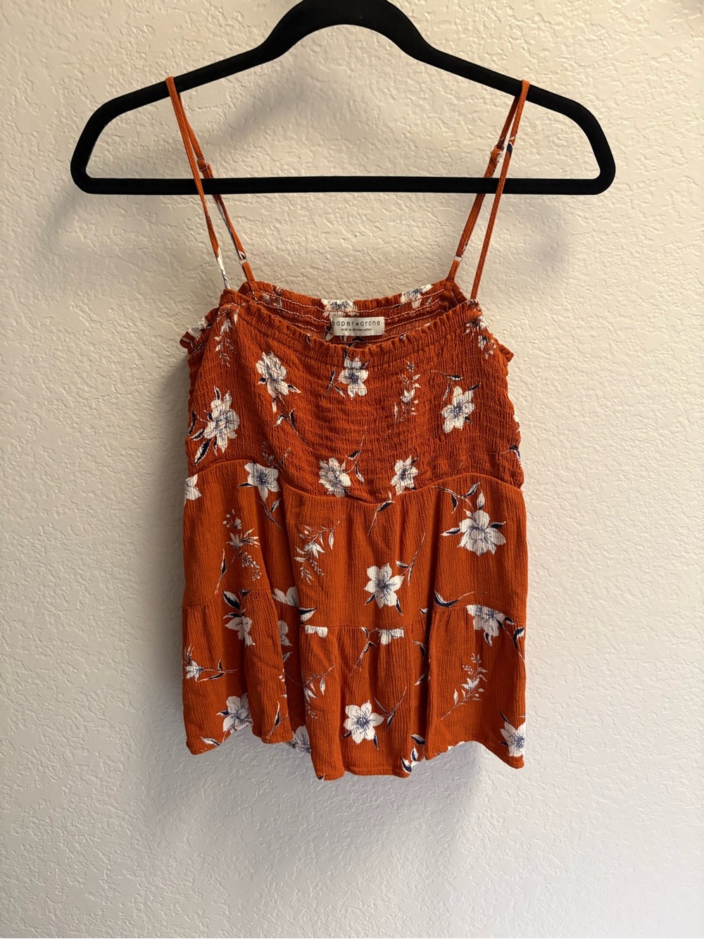 Paper Crane Rust Floral Smocked Cami Top